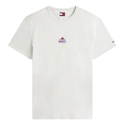 Tommy Jeans Mountain Logo Embroidery Jersey T-Shirt - Grey - S