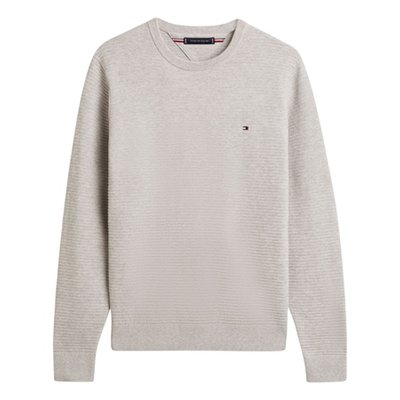 Tommy Hilfiger Textured Knit Crew Neck Jumper - Grey - XL
