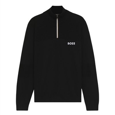 Boss K Hydro Water Repellent Zip Neck Sweater - Black - L