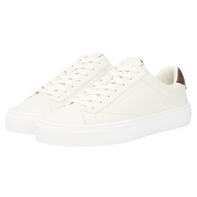 Tommy Hilfiger Premium Leather Cupsole Trainers - Ecru - 43
