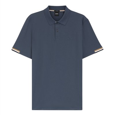Boss Parlay Interlock-cotton Polo Shirt- Blue - XL