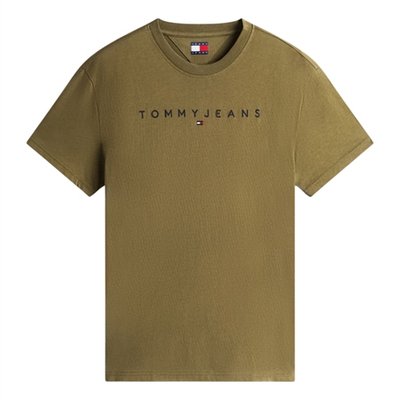 Tommy Jeans Linear Logo Embroidery T-Shirt - Green - XS