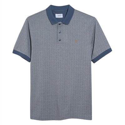 Farah Sefton Jacquard Polo Shirt - Blue - M