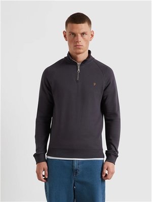 Farah Jim Organic Cotton 1/4 Zip Sweatshirt - Grey - L