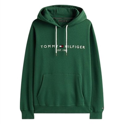 Tommy Hilfiger Logo Embroidery Fleece Hoodie L6k - Green - M