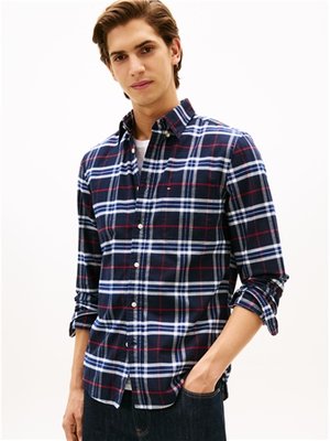 Tommy Hilfiger Brushed Oxford Check Shirt - Navy - XL