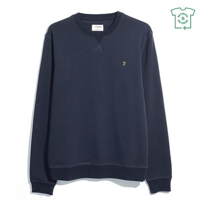 Farah Tim Organic Crew Sweatshirt - Denim Blue - L