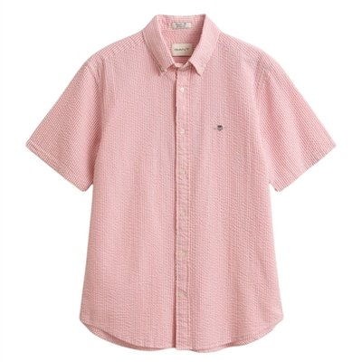 Gant Seersucker Stripe Ss Shirt - Pink - M