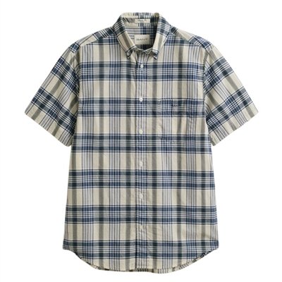 Gant Indian Madras Check Ss Shirt - Blue - L