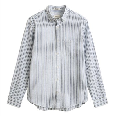 Gant Striped Linen Blend Shirt - Blue - L