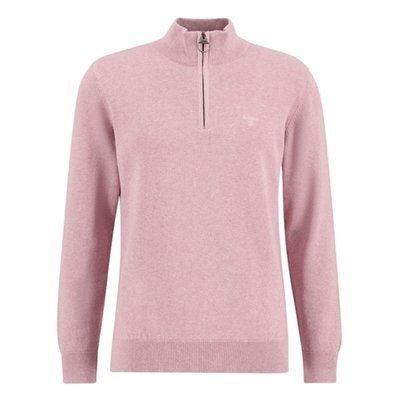 Barbour Cotton Half Zip Knitted Jumper - Pink - XL