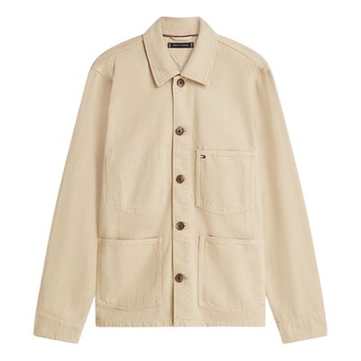Tommy Hilfiger Washed Flag Embroidery Denim Chore Jacket - Beige - S