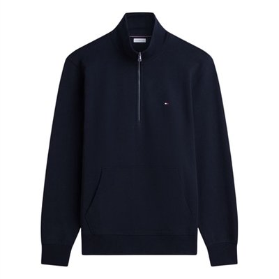 Tommy Hilfiger Flag Embroidery Terry Quarter-Zip Jumper - Navy - M