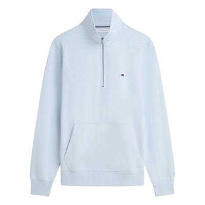 Tommy Hilfiger Flag Embroidery Terry Quarter-Zip Jumper - Blue - XL