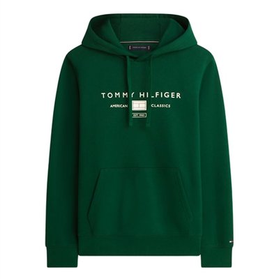 Tommy Hilfiger Brand Love Mono Logo Hoodie - Green - XS