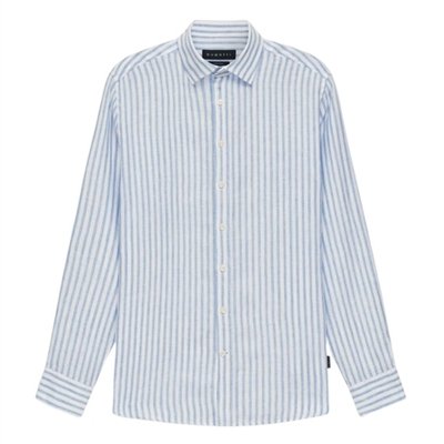 Bugatti Casual Linen Striped Shirt - Blue - XL