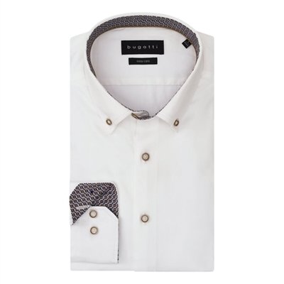 Bugatti Casual Long Sleeve Contrast Shirt - White - L