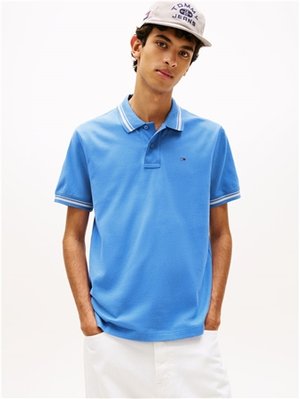 Tommy Jeans Tommy Flag Regular Fit Tipped Polo Shirt - Blue - L