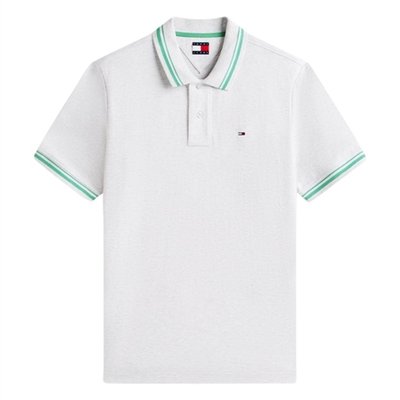 Tommy Jeans Tommy Flag Regular Fit Tipped Polo Shirt - Grey - M