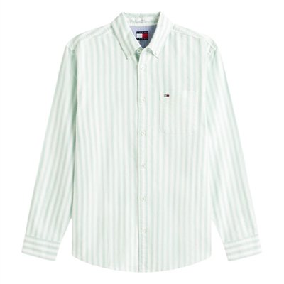 Tommy Jeans Regular Fit Stripe Oxford Shirt - Green - XL