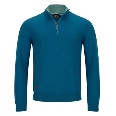 6th Sense Harry 1/4 Zip Sweater - Petrol Blue - XL