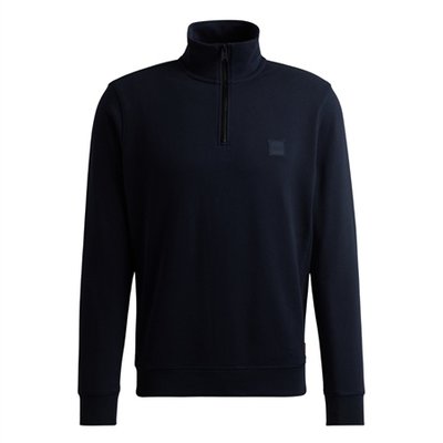 Boss Zetrust Cotton-Terry Half Zip Sweatshirt - Navy - M