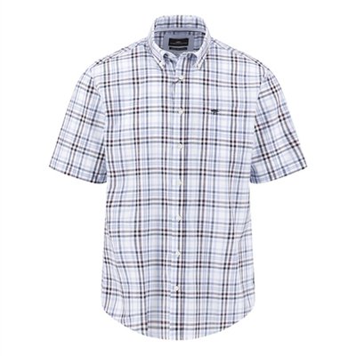 Fynch Hatton Slub Check Short Sleeved Shirt - Purple - M
