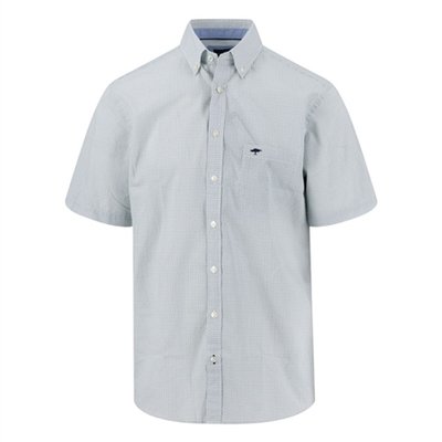 Fynch Hatton Minimal Print Button Down Short Sleeve Shirt - Green - M