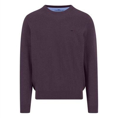 Fynch Hatton Fine Knit Cotton Crewneck Sweater - Purple - 2XL
