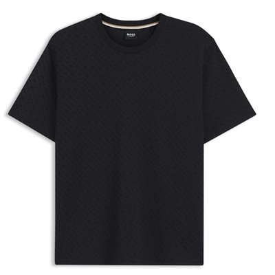 Boss Relax Cotton Printed T-Shirt- Navy - S