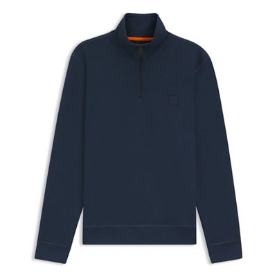 Boss Zetrust Cotton-Terry Half Zip Sweatshirt - Blue - XL