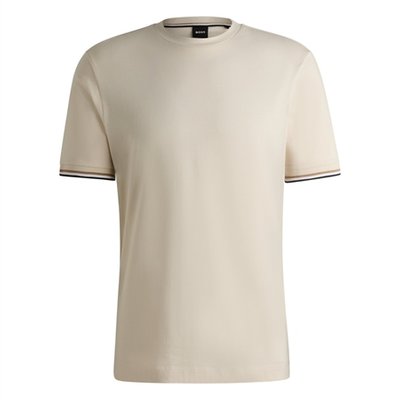 Boss Thompson Tipped Cotton-jersey T-shirt - Beige - XL