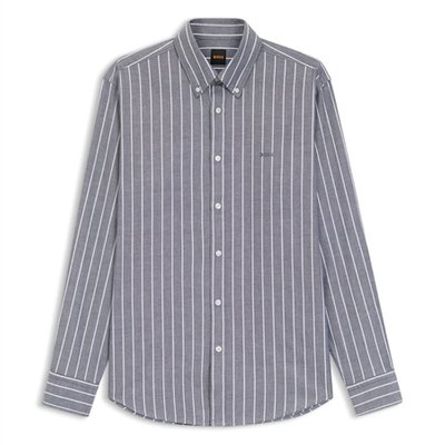 Boss Ricoplus_M Striped Cotton Stretch Shirt - Purple - L