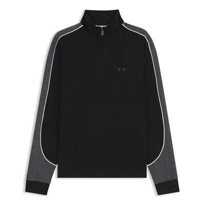 Boss Contrast-Detail Zip-Neck Track Sweatshirt - Black - XL