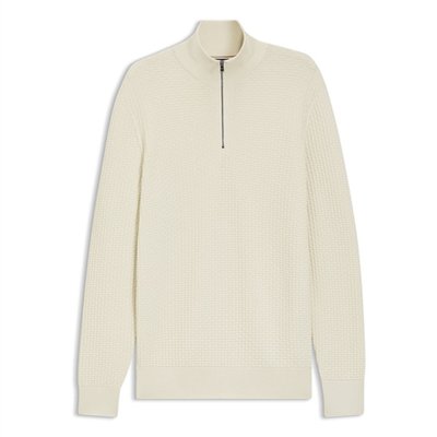 Boss H-Ulicio Cotton Quater Zip Sweater - White - XL