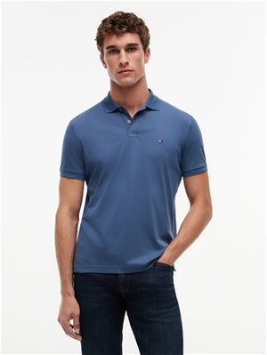 Tommy Hilfiger Liquid Cotton Interlock Knit Polo Shirt - Sea Blue - S