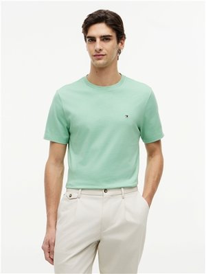 Tommy Hilfiger Flag Embroidery Crew Neck T-Shirt - Cut Grass Green - XL