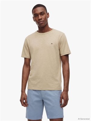 Tommy Hilfiger Seasonal Essential Slub Cotton T-shirt - Beige - XL