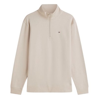 Tommy Jeans Flag Fleece Quarter-Zip Sweatshirt - Beige - S