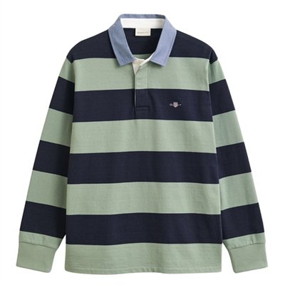 Gant Chambray Collar Stripe Heavy Rugger - Green - M