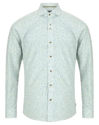 Remus Uomo Frank Tapered Slim Fit Printed Shirt - Green - 15.5