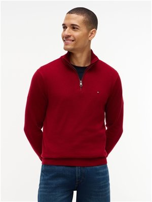 Tommy Hilfiger Pima Cotton Cashmere Blend Half Zip Sweater - Red - M