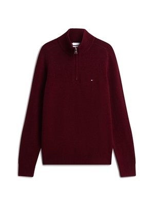 Tommy Hilfiger Lambswool Zip Mock Sweater - Wine - M