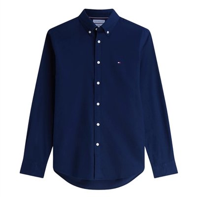 Tommy Hilfiger Flex Flannel Solid Coloured Shirt - Navy - L