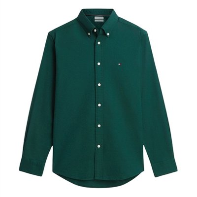 Tommy Hilfiger Flex Flannel Solid Coloured Shirt - Green - S