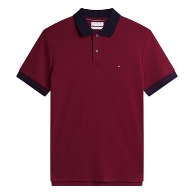 Tommy Hilfiger Interlock Contrast Placket Polo Shirt - Wine - L