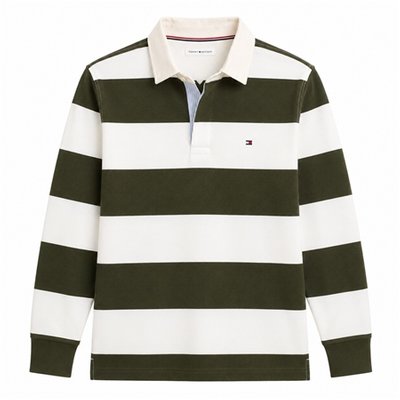 Tommy Hilfiger Essential Stripe Rugby Shirt - Green - L