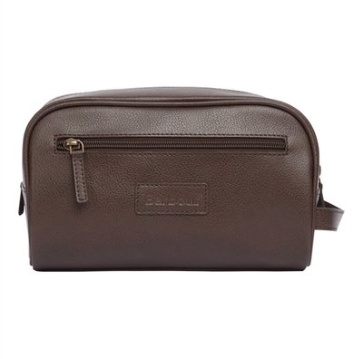 Barbour Leather Washbag - Brown - One