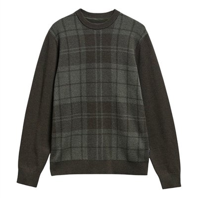 Barbour Mineral Tartan Crew Neck Jumper - Green - XL