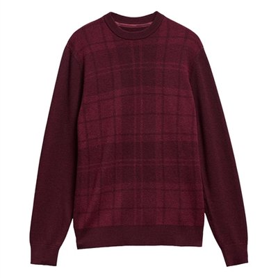 Barbour Mineral Tartan Crew Neck Jumper - Wine - XL